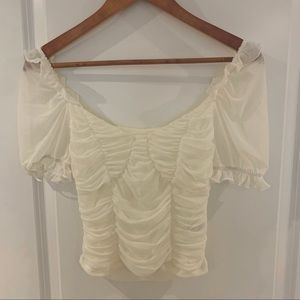 White Lacey crop top